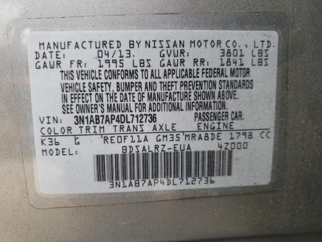 3N1AB7AP4DL712736 Nissan Sentra S 2013. Фото: 9