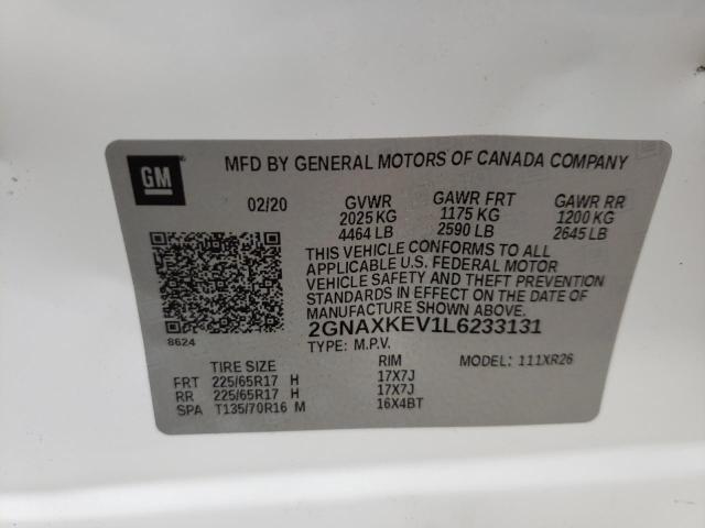2020 CHEVROLET EQUINOX LT 2GNAXKEV1L6233131