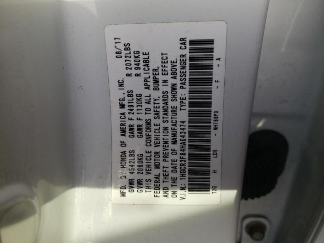 2017 HONDA ACCORD EXL 1HGCR3F84HA043474