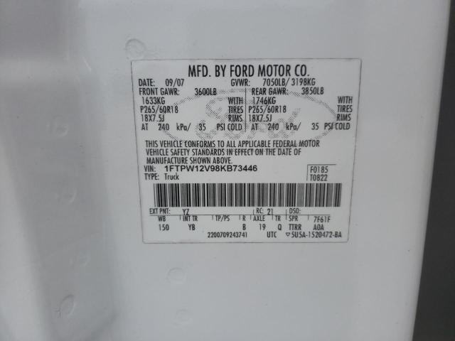 1FTPW12V98KB73446 Ford F150 Super 2008. Фото: 9