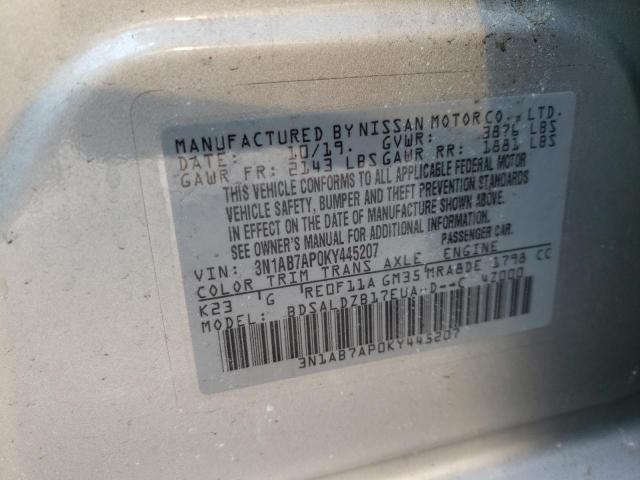 2019 NISSAN SENTRA S 3N1AB7AP0KY445207