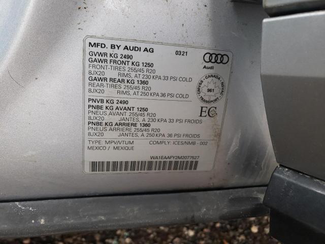 2021 AUDI Q5 PROGRES WA1EAAFY2M2077527