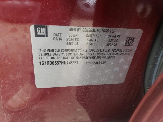 2017 CHEVROLET VOLT PREMI 1G1RD6S57HU143581