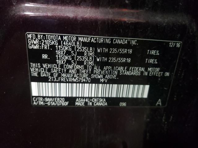 2017 TOYOTA RAV4 SE 2T3JFREVXHW579470