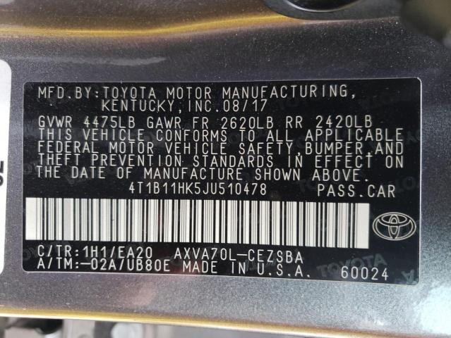 2018 TOYOTA CAMRY L 4T1B11HK5JU510478