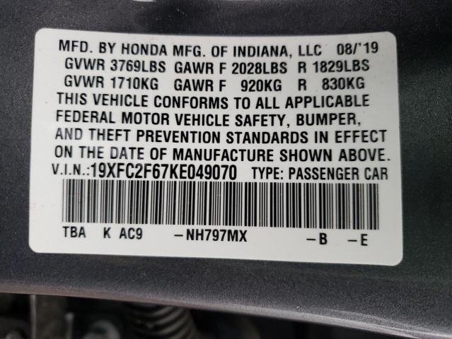2019 HONDA CIVIC LX 19XFC2F67KE049070