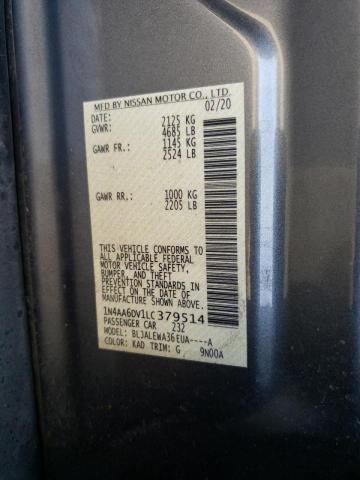 2020 NISSAN MAXIMA SL 1N4AA6DV1LC379514