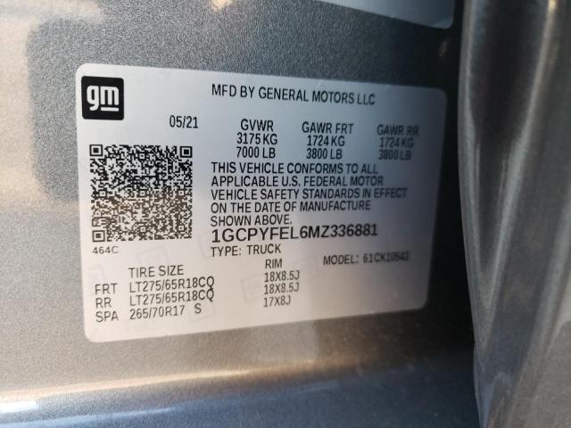 2021 CHEVROLET SILVRK1500 1GCPYFEL6MZ336881