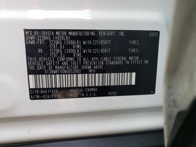 2022 TOYOTA RAV4 HYBRI 4T3RWRFV0NU053992
