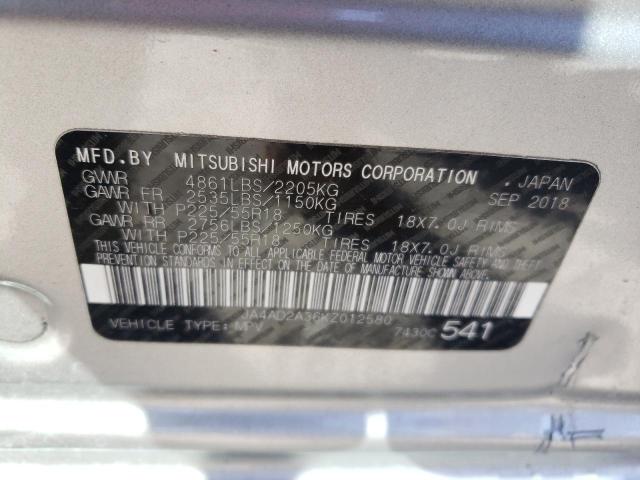 2019 MITSUBISHI OUTLANDER JA4AD2A36KZ012580