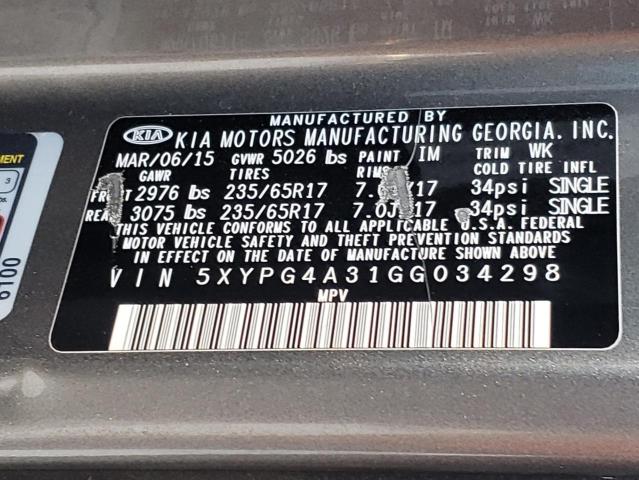 2016 KIA SORENTO LX 5XYPG4A31GG034298