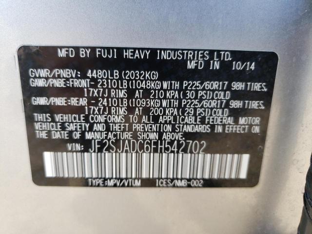2015 SUBARU FORESTER 2 JF2SJADC6FH542702