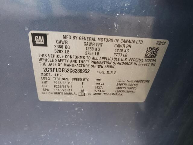2GNFLDE52C6286952 Chevrolet Equinox Lt 2012. Фото: 9
