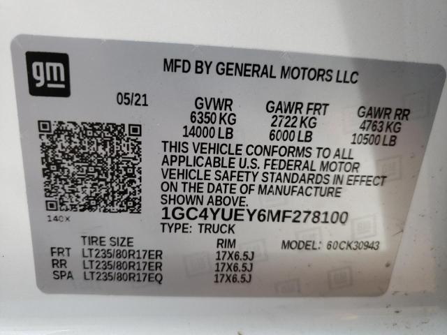 2021 CHEVROLET 3500 1GC4YUEY6MF278100