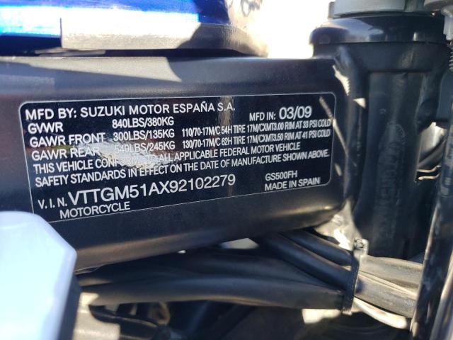 2009 SUZUKI GS500 VTTGM51AX92102279