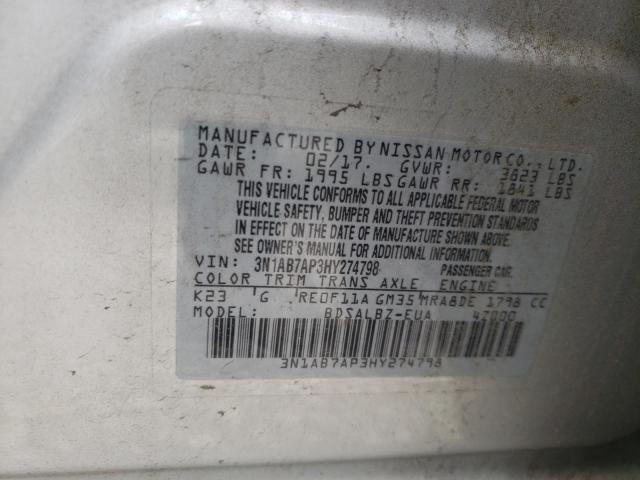 3N1AB7AP3HY274798 Nissan Sentra S 2017. Фото: 9
