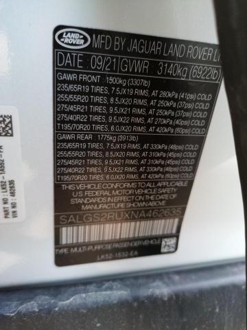 2022 LAND ROVER RANGE ROVE SALGS2RUXNA462635