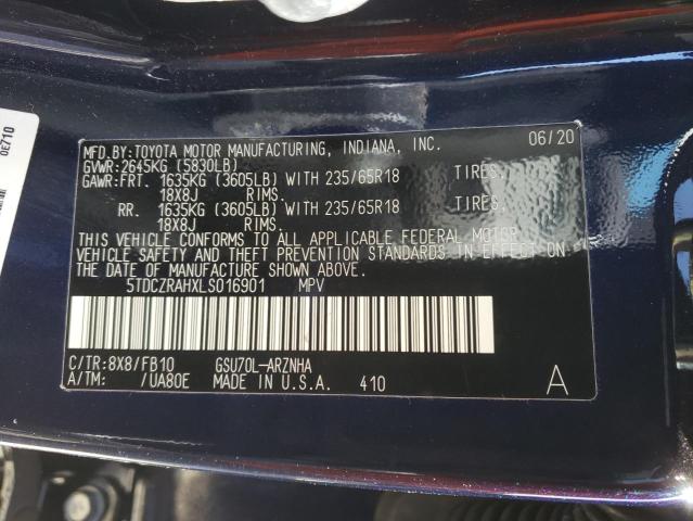 5TDCZRAHXLS016901 Toyota Highlander 2020. Фото: 9