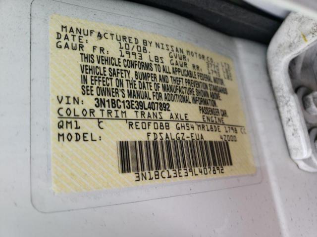 3N1BC13E39L407892 Nissan Versa S 2009. Фото: 9