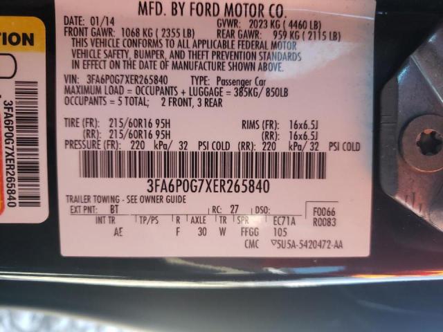 3FA6P0G7XER265840 Ford Fusion S 2014. Фото: 9