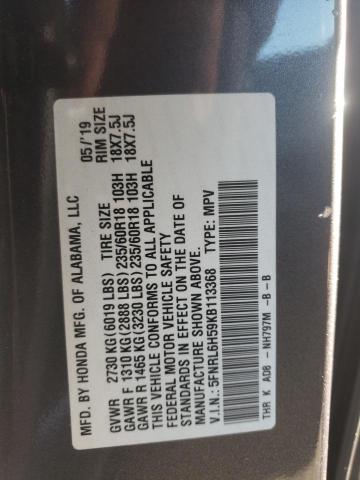 5FNRL6H59KB113368 Honda Odyssey Ex 2019. Фото: 9