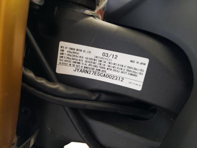 2012 YAMAHA FZ8 N JYARN27E5CA002312