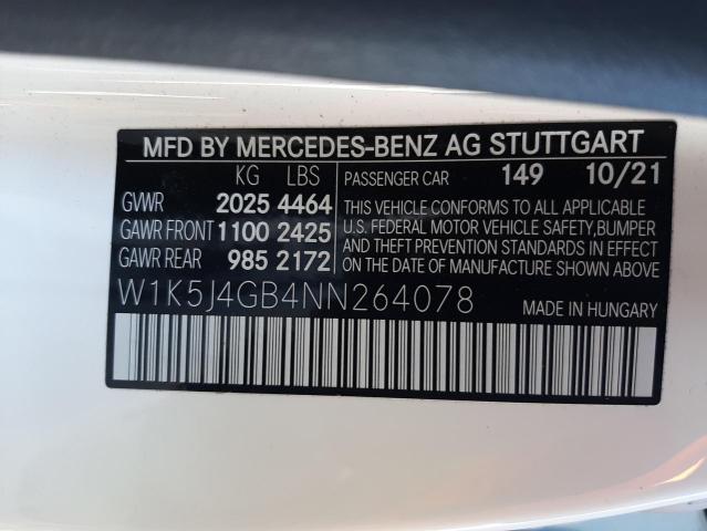 2022 MERCEDES-BENZ CLA250 W1K5J4GB4NN264078