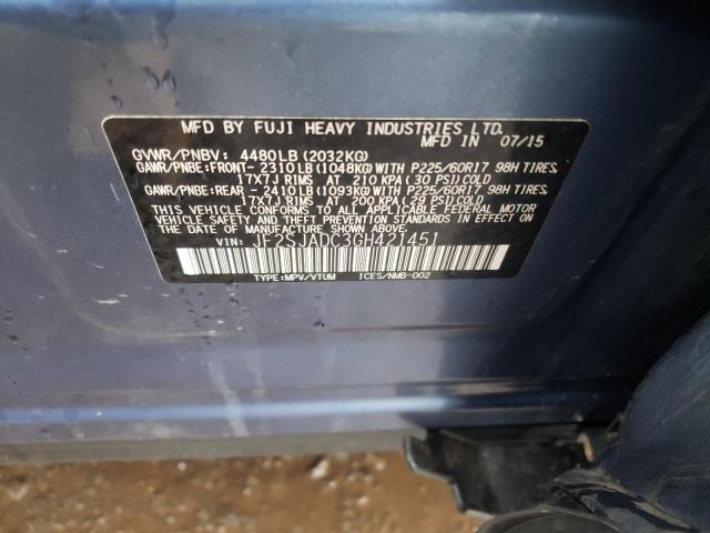 2016 SUBARU FORESTER 2 JF2SJADC3GH421451