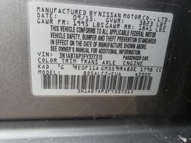 3N1AB7AP3FY337315 Nissan Sentra S 2015. Фото: 9