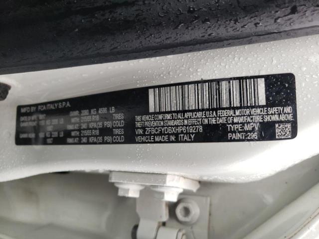 2017 FIAT 500X LOUNG ZFBCFYDBXHP619278