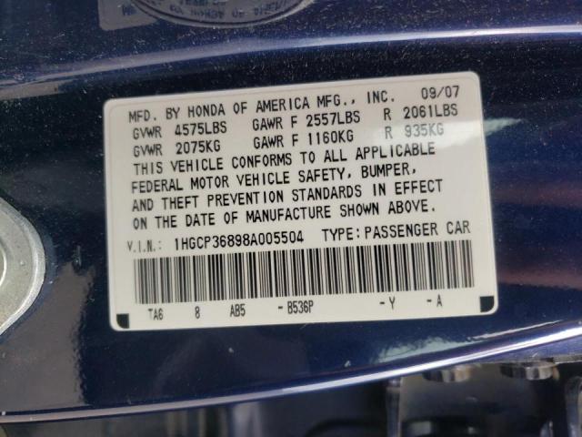 1HGCP36898A005504 Honda Accord Exl 2008. Фото: 9