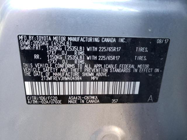 2017 TOYOTA RAV4 XLE 2T3WFREV3HW404984