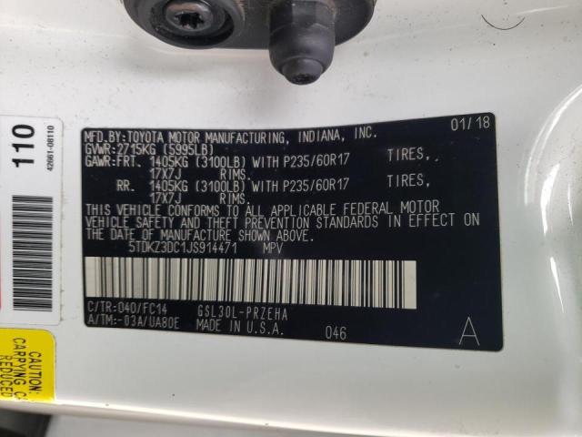 5TDKZ3DC1JS914471 Toyota Sienna Le 2018. Фото: 9