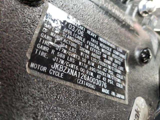 2006 KAWASAKI ZX1400 A JKBZXNA126A003076