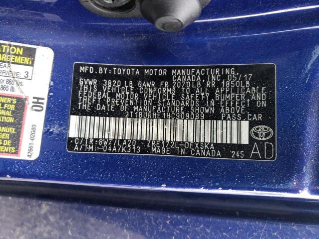 2017 TOYOTA COROLLA L 2T1BURHE1HC909089