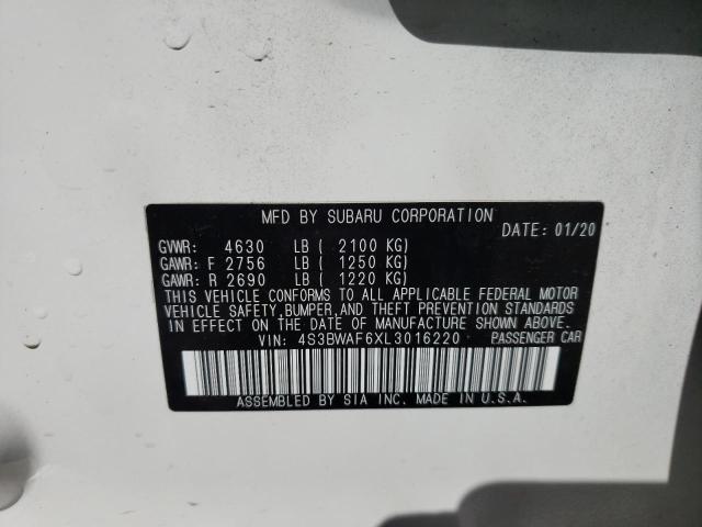 2020 SUBARU LEGACY SPO 4S3BWAF6XL3016220