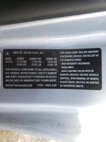 2016 BUICK CASCADA PR W04WT3N50GG092309
