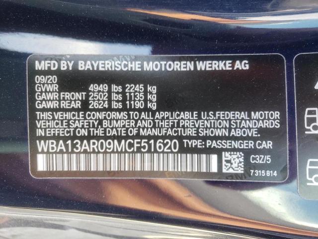 2021 BMW M440XI WBA13AR09MCF51620
