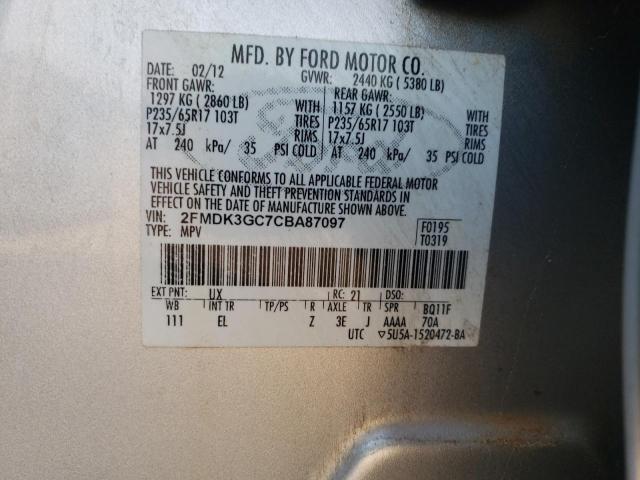 2FMDK3GC7CBA87097 Ford Edge Se 2012. Фото: 9