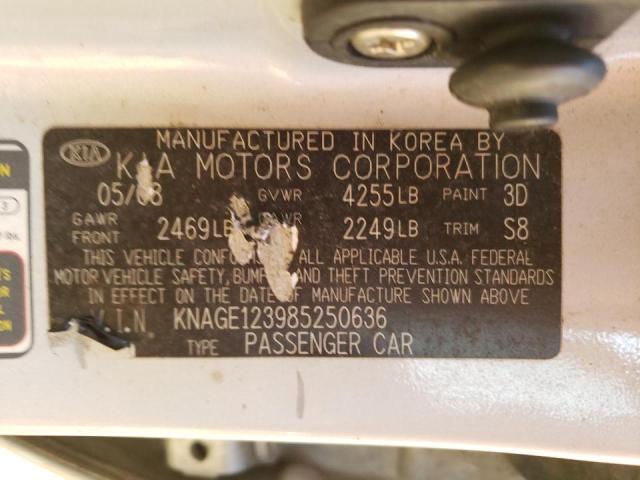 KNAGE123985250636 Kia Optima Lx 2008. Фото: 9
