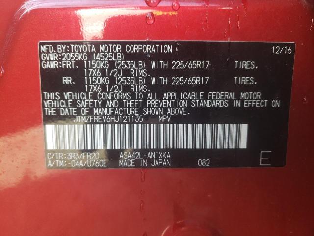 2017 TOYOTA RAV4 LE JTMZFREV6HJ121135