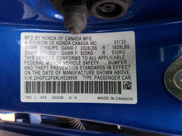 2020 HONDA CIVIC 2HGFC2F6XLH526856