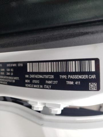 2018 ALFA ROMEO 164 SPORT ZARFAEDN4J7597226