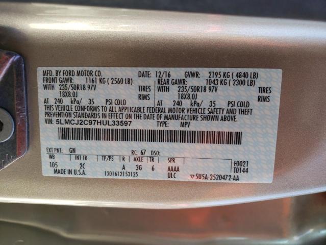 2017 LINCOLN MKC SELECT 5LMCJ2C97HUL33597