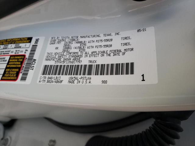 2021 TOYOTA TUNDRA CRE 5TFHY5F11MX017797