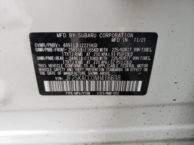 2022 SUBARU FORESTER W JF2SKACC0NH416638