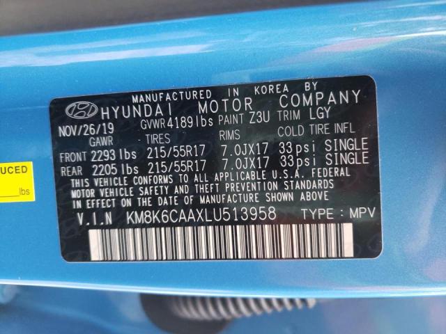 2020 HYUNDAI KONA SEL P KM8K6CAAXLU513958