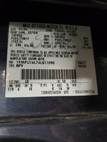 1FMPU16L74LB11090 Ford Expedition 2004. Фото: 9