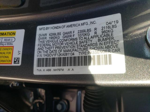 2019 HONDA ACCORD LX 1HGCV1F12KA081134