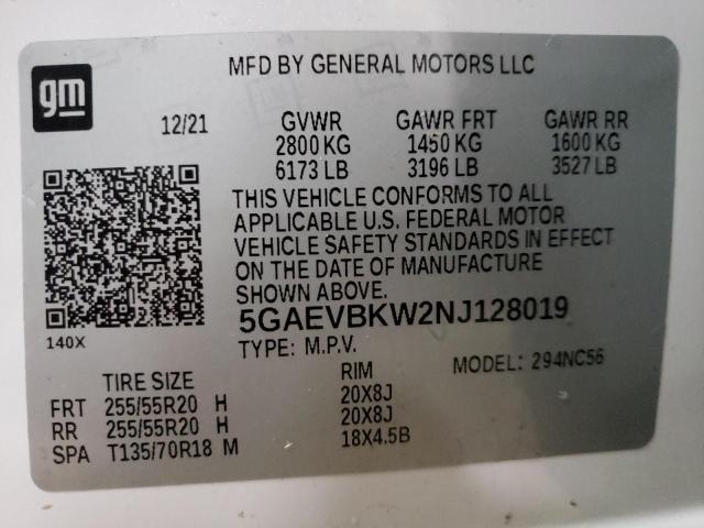 2022 BUICK ENCLAVE PR 5GAEVBKW2NJ128019